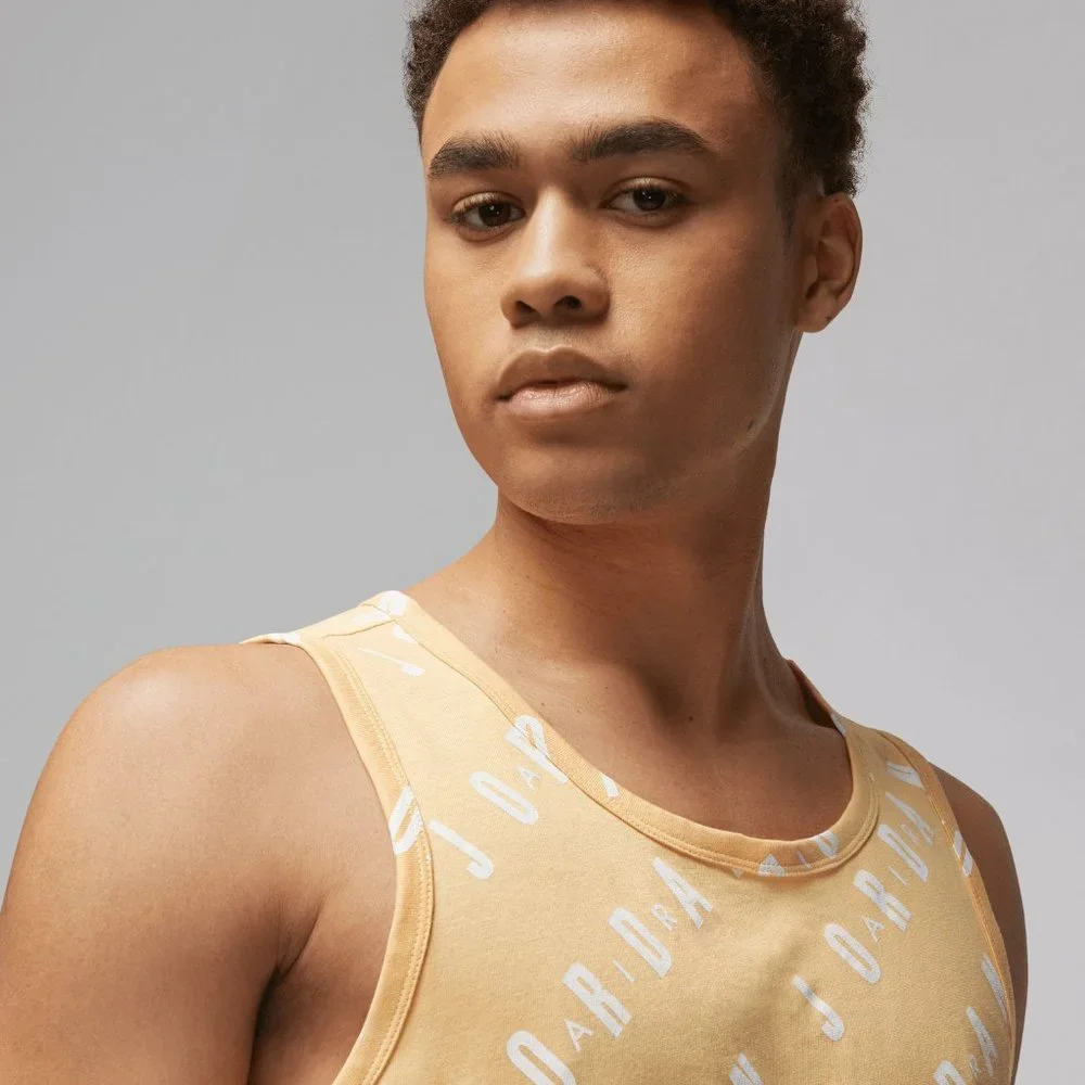 Jordan Essentials Allover Print Mens Cotton Jersey Tank Top Yellow 3XL - Picture 3 of 5